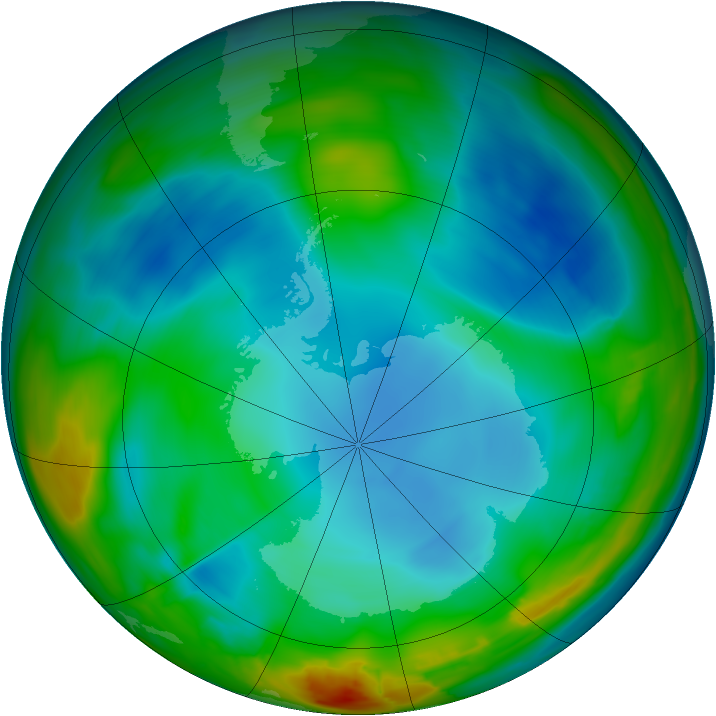 Antarctic ozone map for 08 July 2014